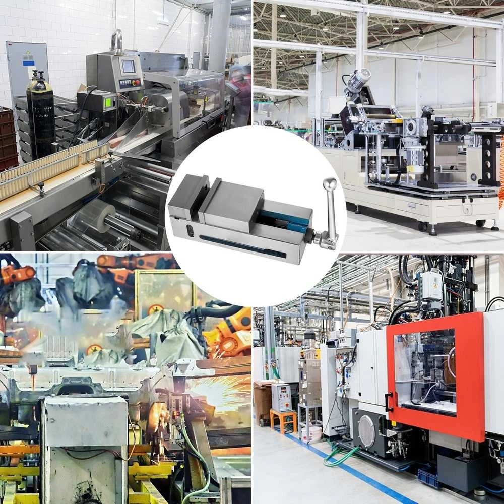Stalo spaustuvai, didelio tikslumo, 100 mm, CNC, fiksuoti žandikauliai, frezavimo spaustuvai, metalo apdirbimo spaustuvai