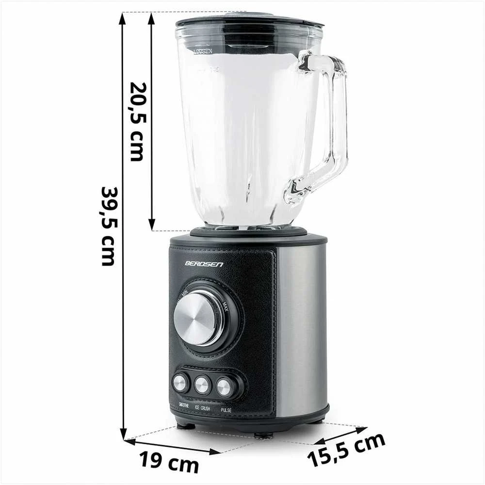 Stiklinis ąsotinis trintuvas, 800W didelės galios, kokteiliams ir ledo smulkinimui, sveikiems gėrimams ir kokteiliams, nerūdijančio plieno peiliai, 1.5L talpa