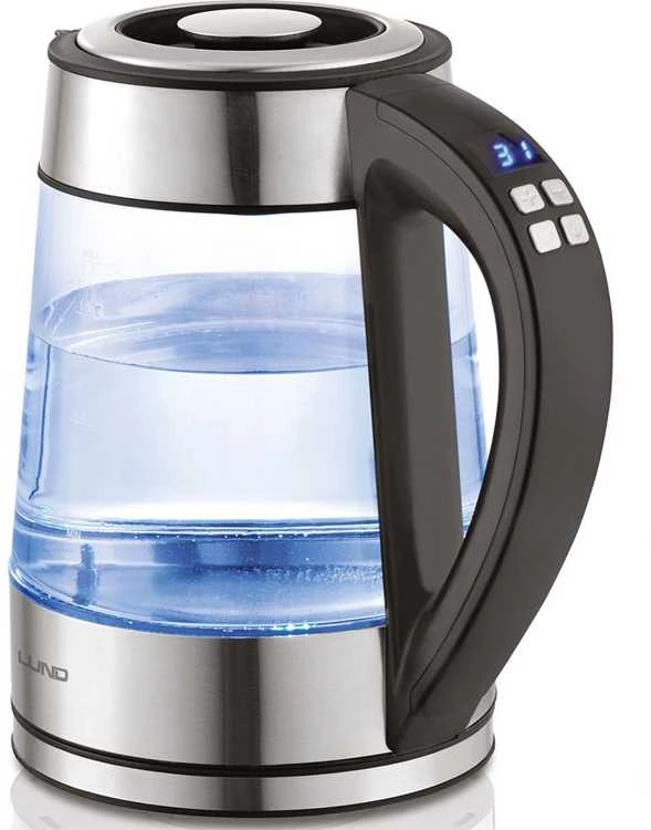 Stiklinis elektrinis virdulys, su LED, temperatūros reguliavimu, 1,7 l virdulys