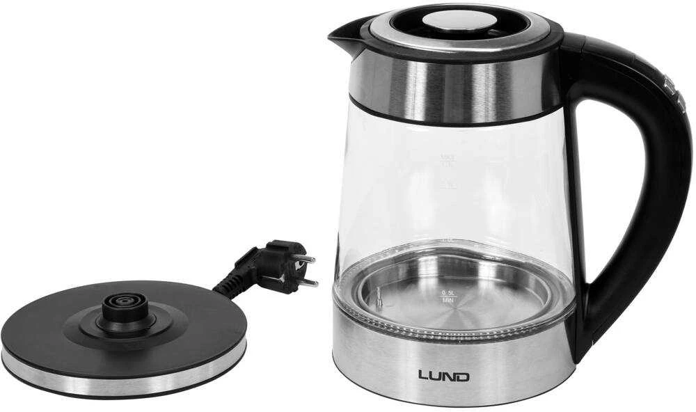 Stiklinis elektrinis virdulys, su LED, temperatūros reguliavimu, 1,7 l virdulys