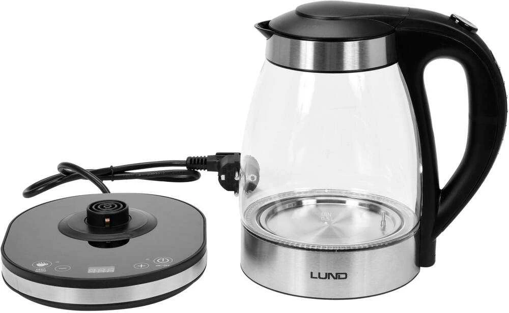 Stiklinis elektrinis virdulys su temperatūros reguliavimu, LED apšvietimu, 1.8L virdulys, elektrinis arbatinukas, vandens šildytuvas