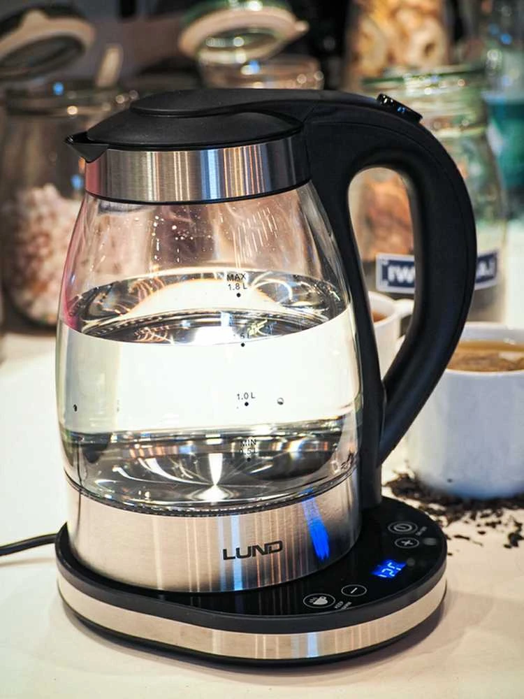 Stiklinis elektrinis virdulys su temperatūros reguliavimu, LED apšvietimu, 1.8L virdulys, elektrinis arbatinukas, vandens šildytuvas