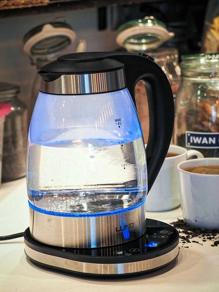 Stiklinis elektrinis virdulys su temperatūros reguliavimu, LED apšvietimu, 1.8L virdulys, elektrinis arbatinukas, vandens šildytuvas