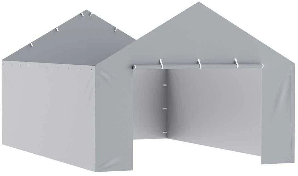 Stoginės uždangalas 3950 x 6000 mm, pakaitinis garažo tentas, atsparus vandeniui, apsaugotas nuo UV spindulių, tvirtas stoginės uždangalas, pilkas garažo tentas