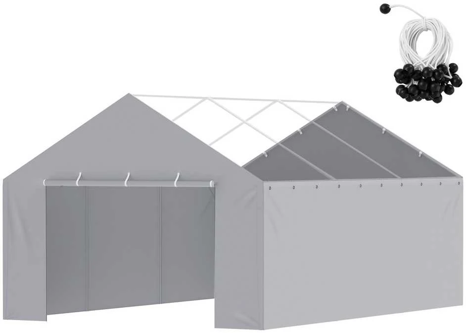 Stoginės uždangalas 3950 x 6000 mm, pakaitinis garažo tentas, atsparus vandeniui, apsaugotas nuo UV spindulių, tvirtas stoginės uždangalas, pilkas garažo tentas