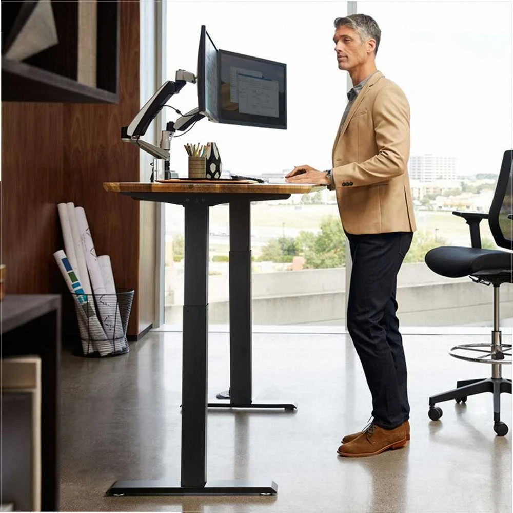 Stovimo stalo rėmas, reguliuojamas aukštis 70-117 cm, ilgis 95-158 cm, elektrinės reguliuojamo aukščio stalo kojos, ergonomiškas darbo stalo pagrindas namams ir biurui, juodas rėmas, pakeliamas mechanizmas