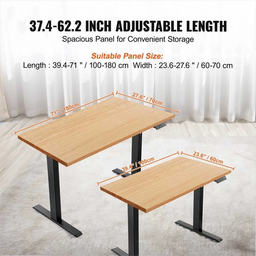 Stovimo stalo rėmas, reguliuojamas aukštis 70-117 cm, ilgis 95-158 cm, elektrinės reguliuojamo aukščio stalo kojos, ergonomiškas darbo stalo pagrindas namams ir biurui, juodas rėmas, pakeliamas mechanizmas