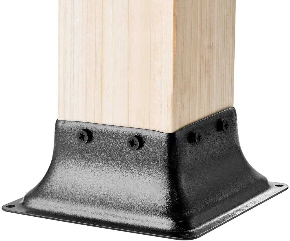 Stulpo pagrindas 101,6x101,6mm, 20 vnt. tvirtas milteliniu būdu dengtas plieno stulpo laikiklis, medinio stulpo inklis, denio stulpo pagrindas terasos turėklams