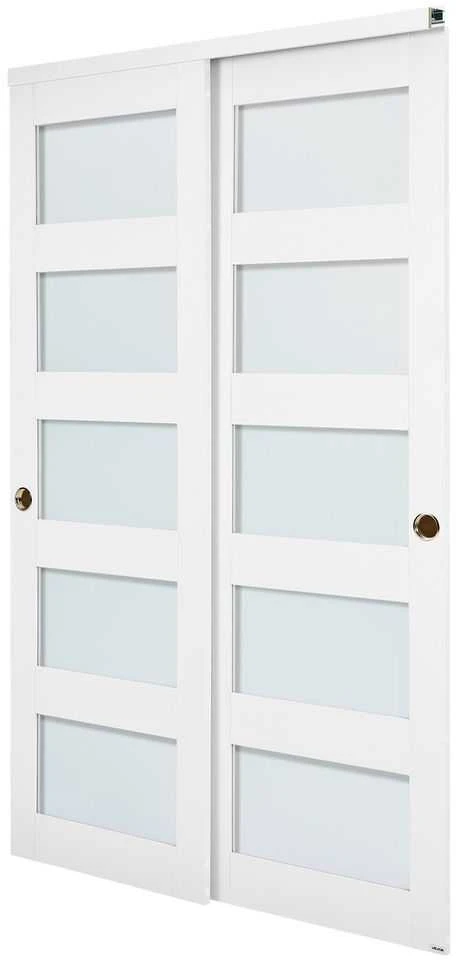Stumdomos spintos durys, 1219 mm x 2032 mm, matinio stiklo apėjimo durys, erdvę taupančios spintos durys, miegamojo stumdomos durys