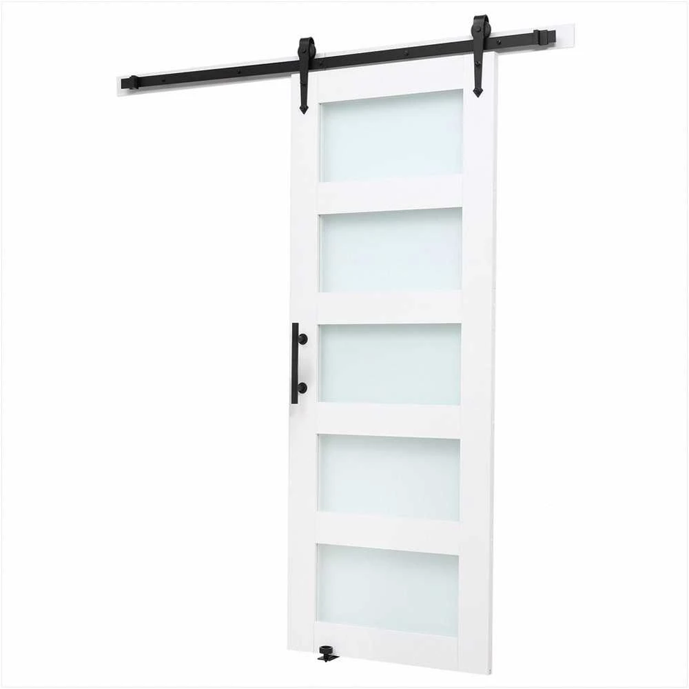 Stumdomos svirno tipo vidaus durys su stiklu ir aparatūra, MDF, vandeniui atsparus PVC, H rėmas, 762x2134 mm, baltos spalvos, tylus slydimas