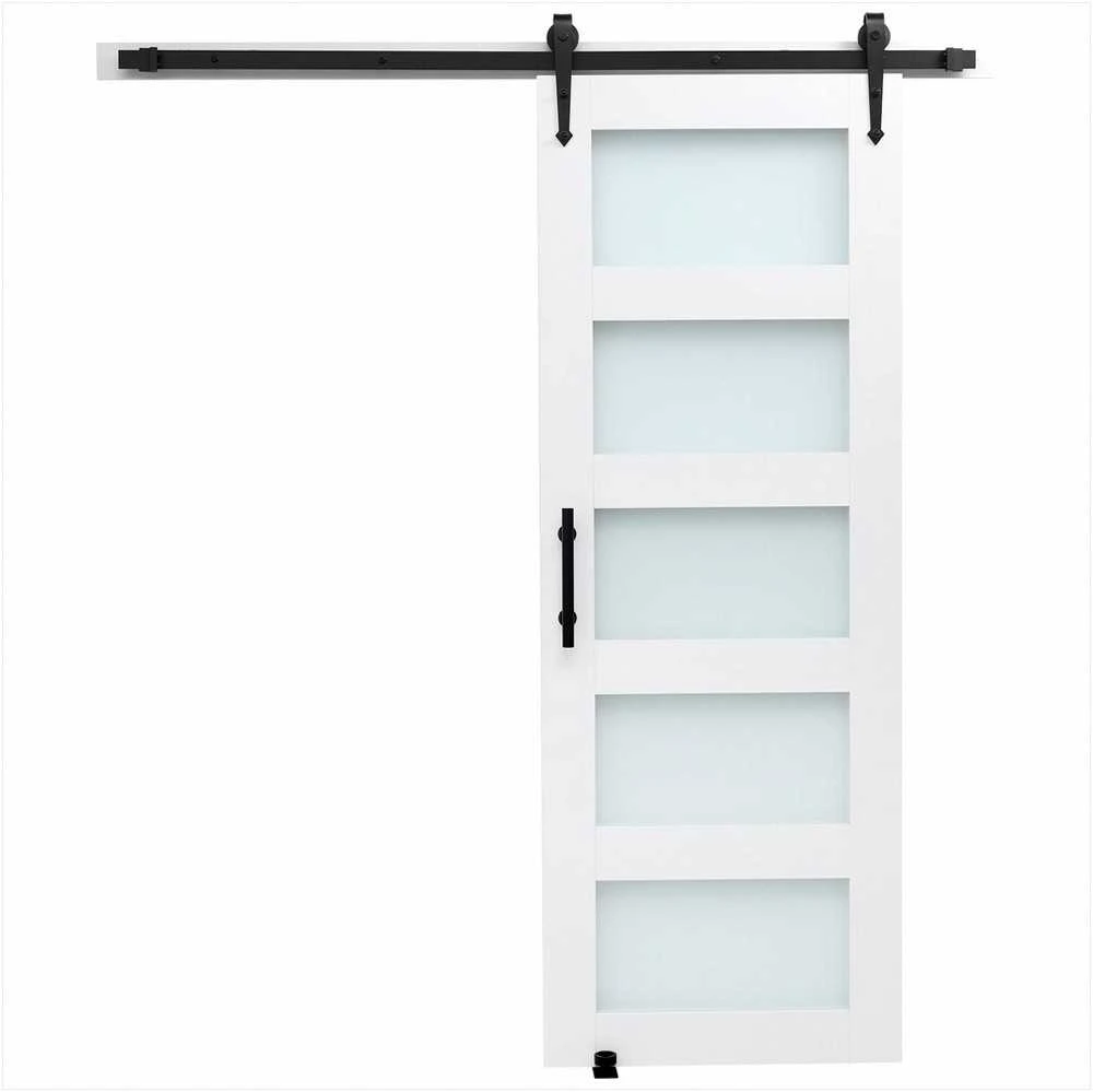 Stumdomos svirno tipo vidaus durys su stiklu ir aparatūra, MDF, vandeniui atsparus PVC, H rėmas, 762x2134 mm, baltos spalvos, tylus slydimas