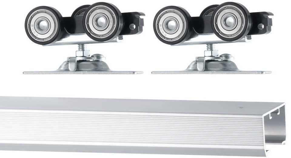Stumdomų durų bėgelių komplektas, 1441 mm, tvirtas, 3 ratukų stumdomų durų furnitūros komplektas