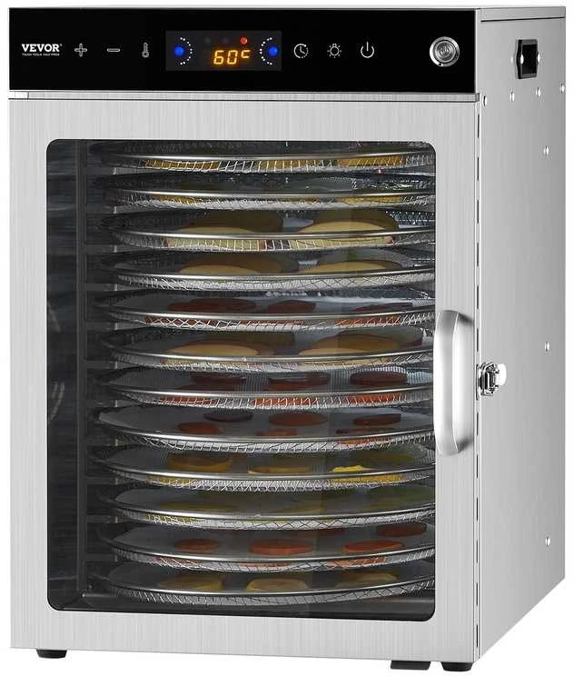Sukamasis maisto džiovintuvas 12 padėklų, 800W, nerūdijančio plieno, vaisių, daržovių, mėsos džiovyklė, reguliuojama temperatūra, laikmatis