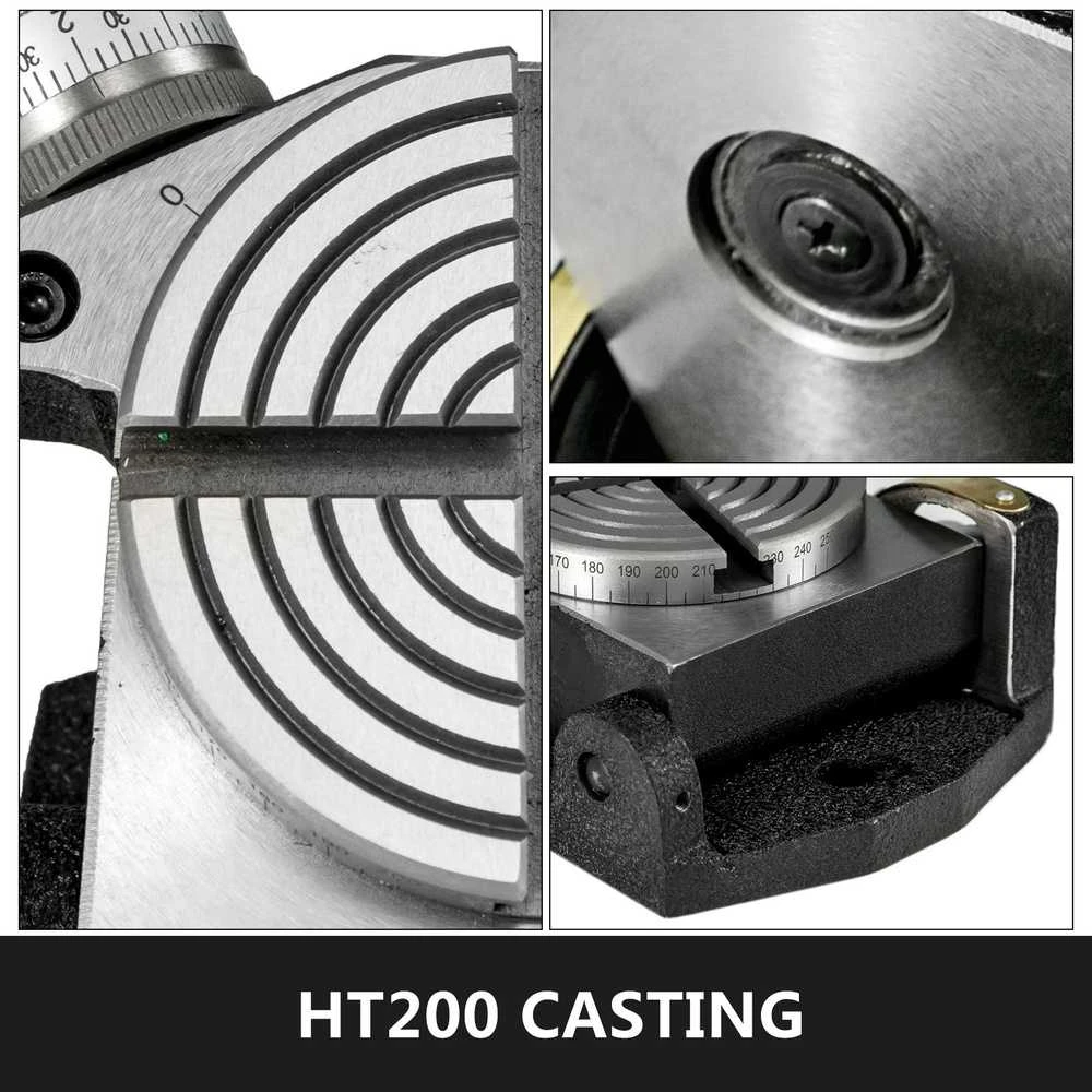 Sukamasis stalas 100 mm, horizontalus/vertikalus, 4 griovelių, frezavimui, gręžimui, tikslus, rotacinis padėties nustatymo stalas