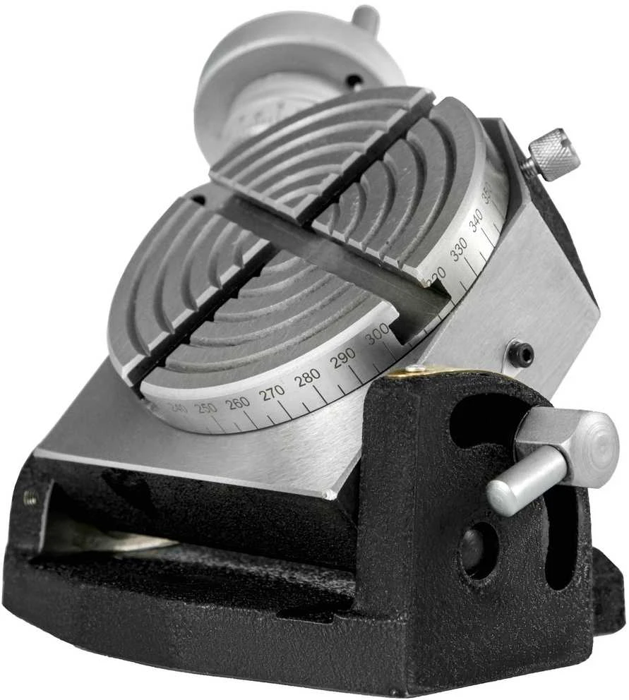 Sukamasis stalas 100 mm, horizontalus/vertikalus, 4 griovelių, frezavimui, gręžimui, tikslus, rotacinis padėties nustatymo stalas