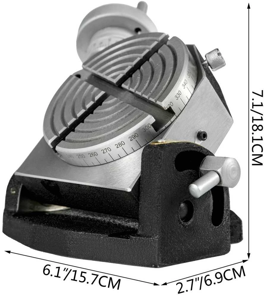 Sukamasis stalas 100 mm, horizontalus/vertikalus, 4 griovelių, frezavimui, gręžimui, tikslus, rotacinis padėties nustatymo stalas