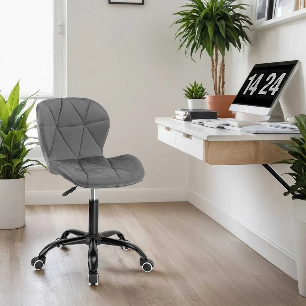 Sukamoji kėdė ant ratukų, grafito velvetas, 360° besisukanti biuro kėdė, reguliuojamo aukščio kompiuterio / darbo / ergonomiška kėdė