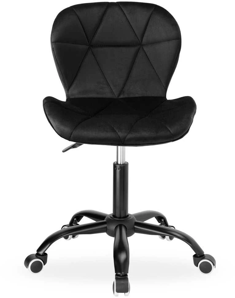 Sukamoji kėdė su ratukais Spiner Juodas, juodo aksomo, 360° pasukama, reguliuojamo aukščio, ergonomiška biuro / darbo / kompiuterio kėdė