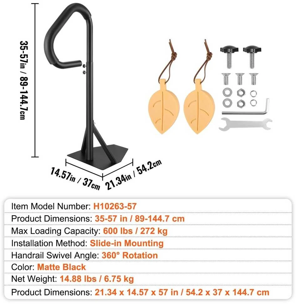 Sūkurinės vonios turėklas, 360° pasukamas, 89-145 cm reguliuojamo aukščio, nerūdijančio aliuminio, tvirtinamas po vonios kraštu, 272 kg, SPA laiptelis, rankena