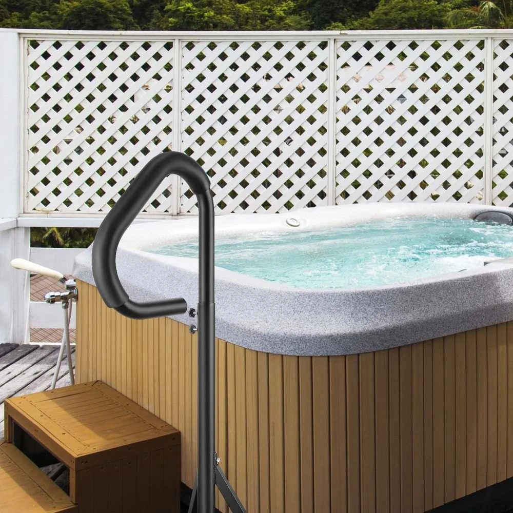 Sūkurinės vonios turėklas, 360° pasukamas, 89-145 cm reguliuojamo aukščio, nerūdijančio aliuminio, tvirtinamas po vonios kraštu, 272 kg, SPA laiptelis, rankena