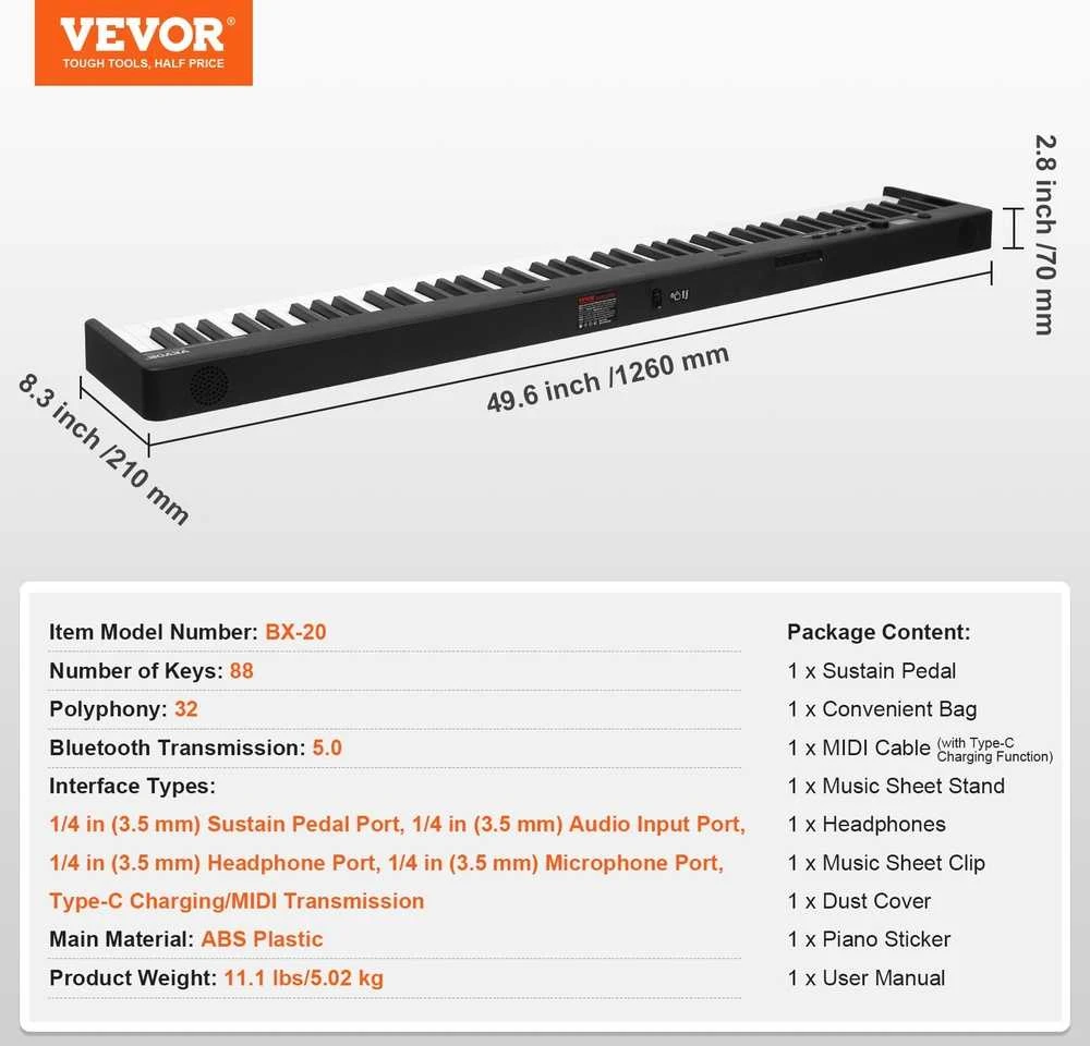 Sulankstoma 88 klavišų pianino klaviatūra su Bluetooth MIDI, nešiojamas skaitmeninis pianinas, elektroninis pianinas, susukamas pianinas