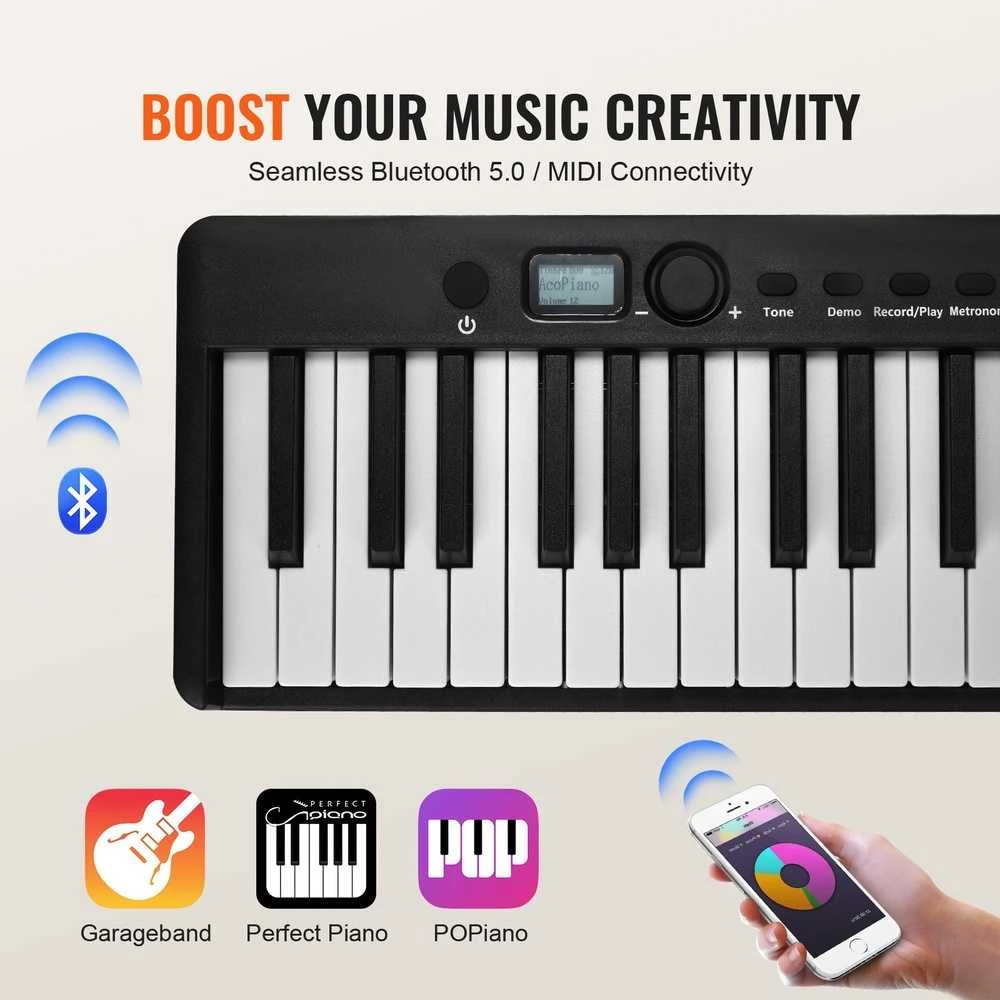 Sulankstoma 88 klavišų pianino klaviatūra su Bluetooth MIDI, nešiojamas skaitmeninis pianinas, elektroninis pianinas, susukamas pianinas
