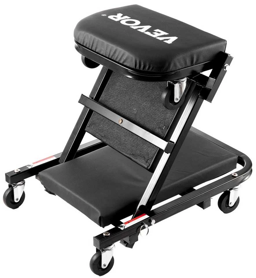Sulankstoma mechaniko garažo kėdė-čiužinys, kurios talpa 204.1kg, automobilinė kėdė-čiužinys, riedanti kėdė-čiužinys, mechaniko kėdė