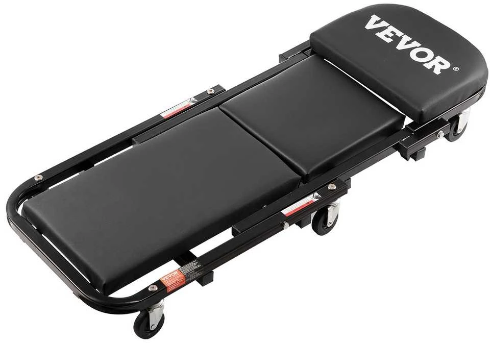Sulankstoma mechaniko garažo kėdė-čiužinys, kurios talpa 204.1kg, automobilinė kėdė-čiužinys, riedanti kėdė-čiužinys, mechaniko kėdė
