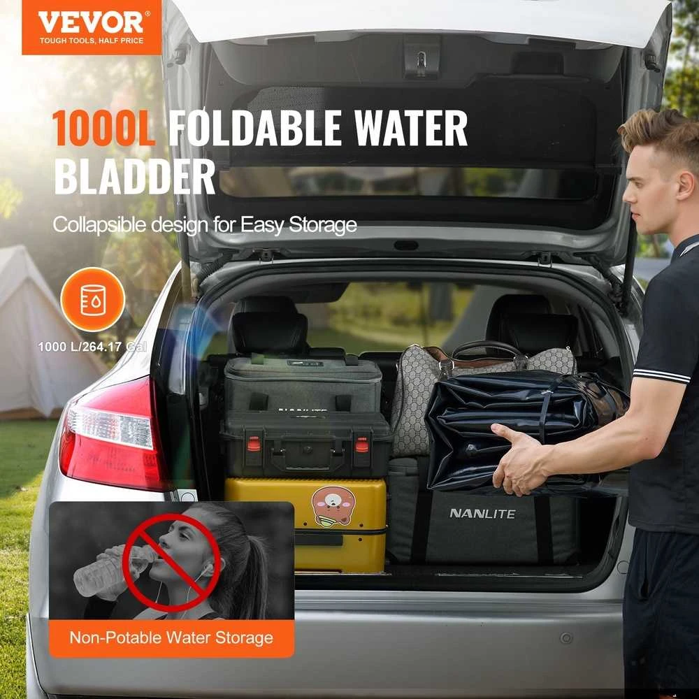 VEVOR Nešiojamas vandens laikymo bakas 1000L PVC