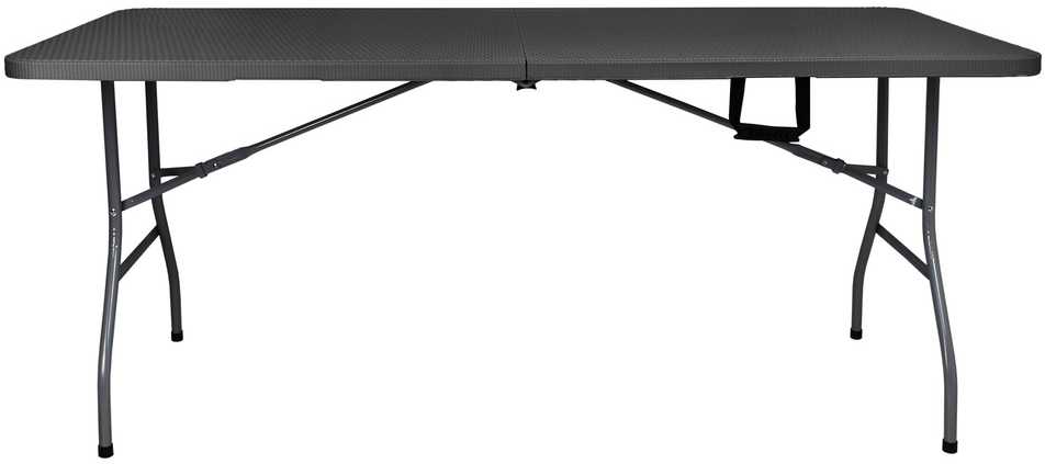 Sulankstomas banketinis stalas-lagaminas, rotango raštas, 180x74x74.5 cm, pilkas, furšetų, renginių stalas