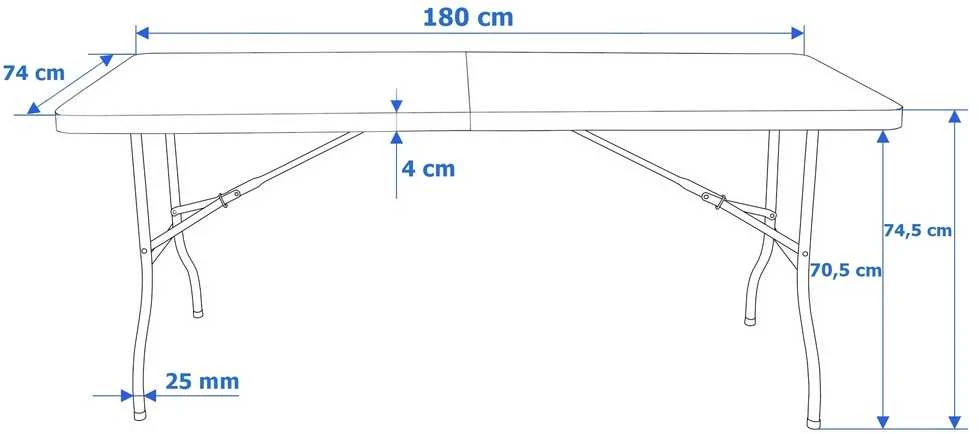 Sulankstomas banketinis stalas-lagaminas, 180 cm, juodas, imituojantis rotangą, furšetų stalas, renginių stalas