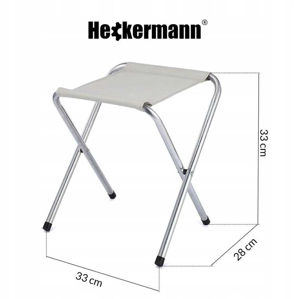 Sulankstomas kempingo stalas su kėdėmis Heckermann, 60 x 120 x 69.5 cm, juodas