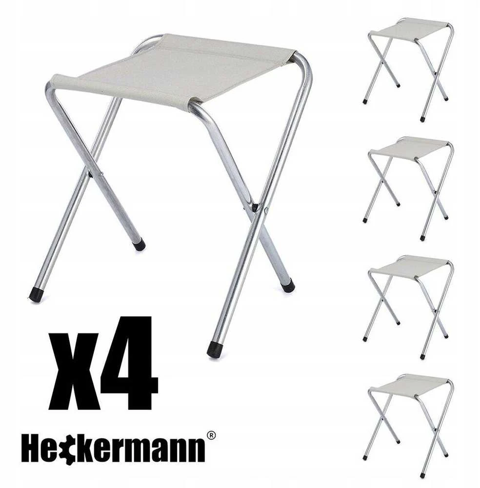Sulankstomas kempingo stalas su kėdėmis Heckermann, 60 x 120 x 69.5 cm, juodas