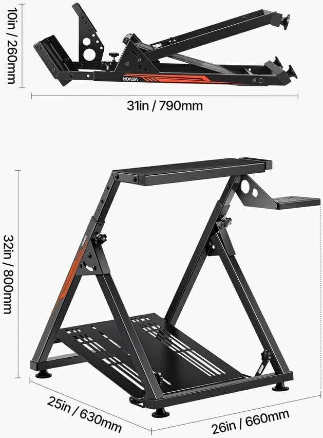 VEVOR Sulankstomas lenktynių vairaračio stovas Logitech G923 G920 G29 G27