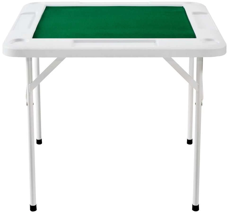 Sulankstomas Madžongo Stalas, 4 Žaidėjų Kortų Stalas, Nešiojamas Domino Stalas Dėlionėms, su Puodelių Laikikliais ir Žetonų Dėklais, 90x90cm Kvadratinis Stalas