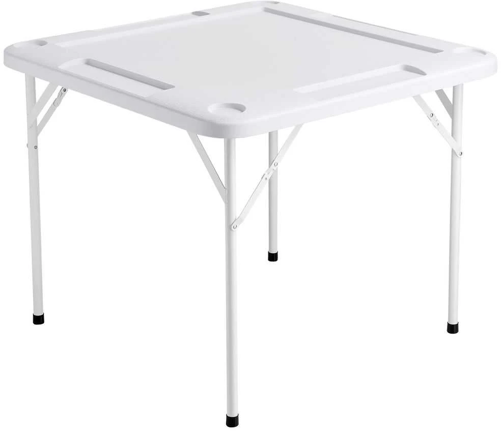 Sulankstomas Madžongo Stalas, 4 Žaidėjų Kortų Stalas, Nešiojamas Domino Stalas Dėlionėms, su Puodelių Laikikliais ir Žetonų Dėklais, 90x90cm Kvadratinis Stalas