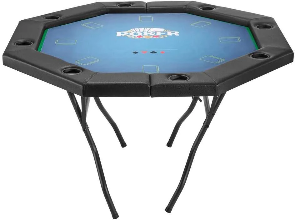 Sulankstomas pokerio stalas 8 žaidėjams, su puodelių laikikliais, aštuonkampis kazino žaidimų stalas, nešiojamas veltinio Texas Hold'em stalas