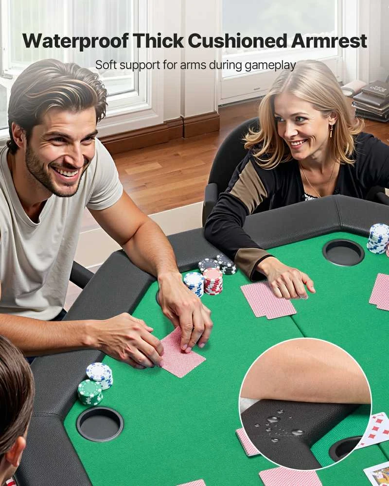 Sulankstomas pokerio stalas 8 žaidėjams, kazino, Texas Holdem, nešiojamas, 1260 mm, kortų žaidimams