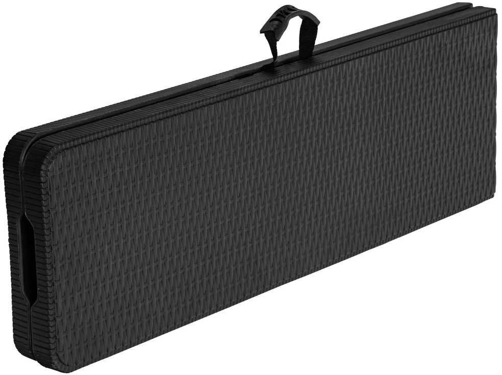 Sulankstomas sodo suolas iš rotango, 180 cm, juodas, lauko suolas, pikniko suolas, sulankstoma kėdė