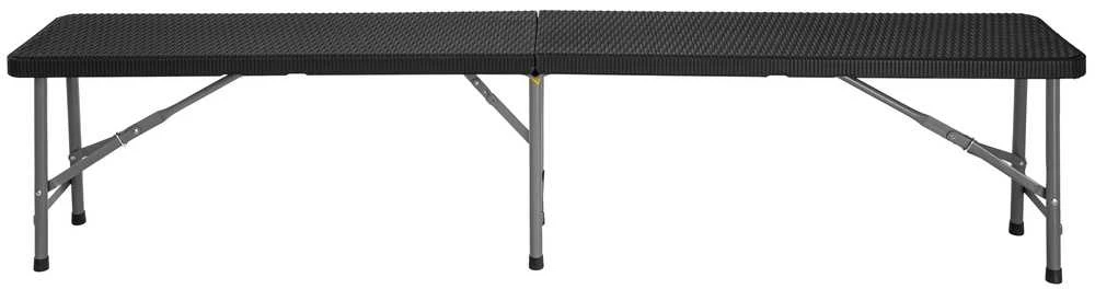 Sulankstomas sodo suolas iš rotango, 180 cm, juodas, lauko suolas, pikniko suolas, sulankstoma kėdė