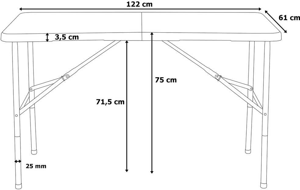 Sulankstomas stalas JUNE 120 cm, baltas, renginiams, į lagaminą, sulankstomas stalas, nešiojamas