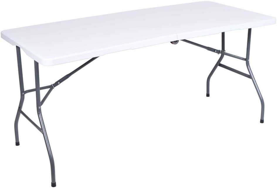 Sulankstomas stalas-lagaminas 150 cm, baltas, daugiafunkcis, nešiojamas, iškylams, renginiams, vakarėliams