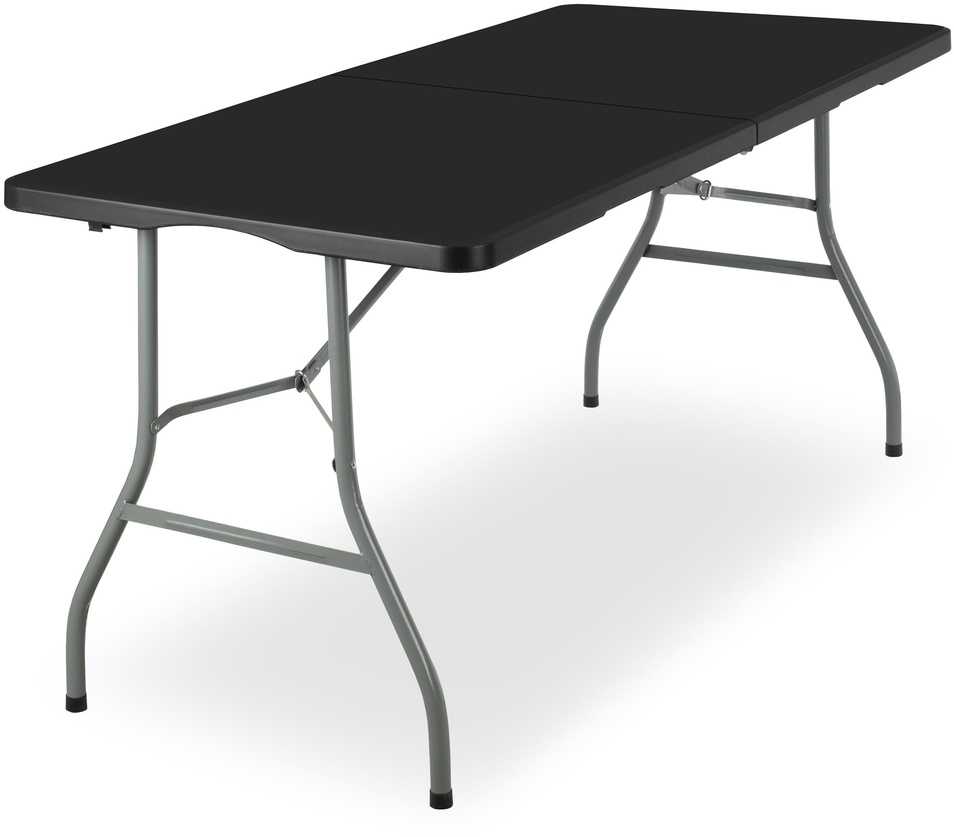 Sulankstomas stalas-lagaminas 152 cm, juodas, nešiojamas, iškylinis, renginiams, piknikams
