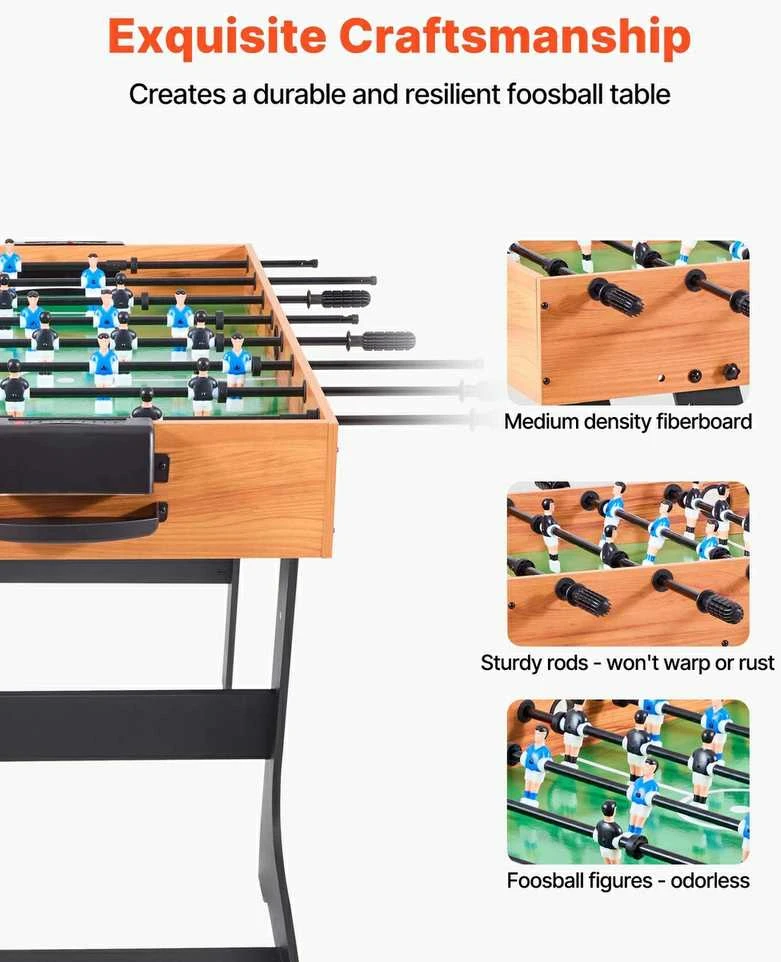 Sulankstomas stalo futbolas, standartinis namų futbolo stalas, nešiojamas, 2-4 žaidėjams, kompaktiškas, mini futbolas
