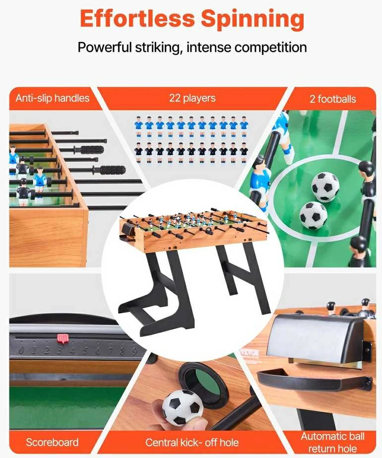 Sulankstomas stalo futbolas, standartinis namų futbolo stalas, nešiojamas, 2-4 žaidėjams, kompaktiškas, mini futbolas