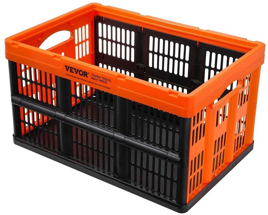 Sulankstomos daiktadėžės, 3 vnt., 45 litrai, juoda ir oranžinė