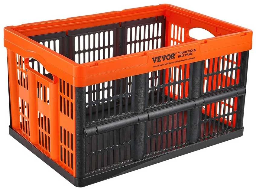 Sulankstomos daiktadėžės, 3 vnt., 45 litrai, juoda ir oranžinė