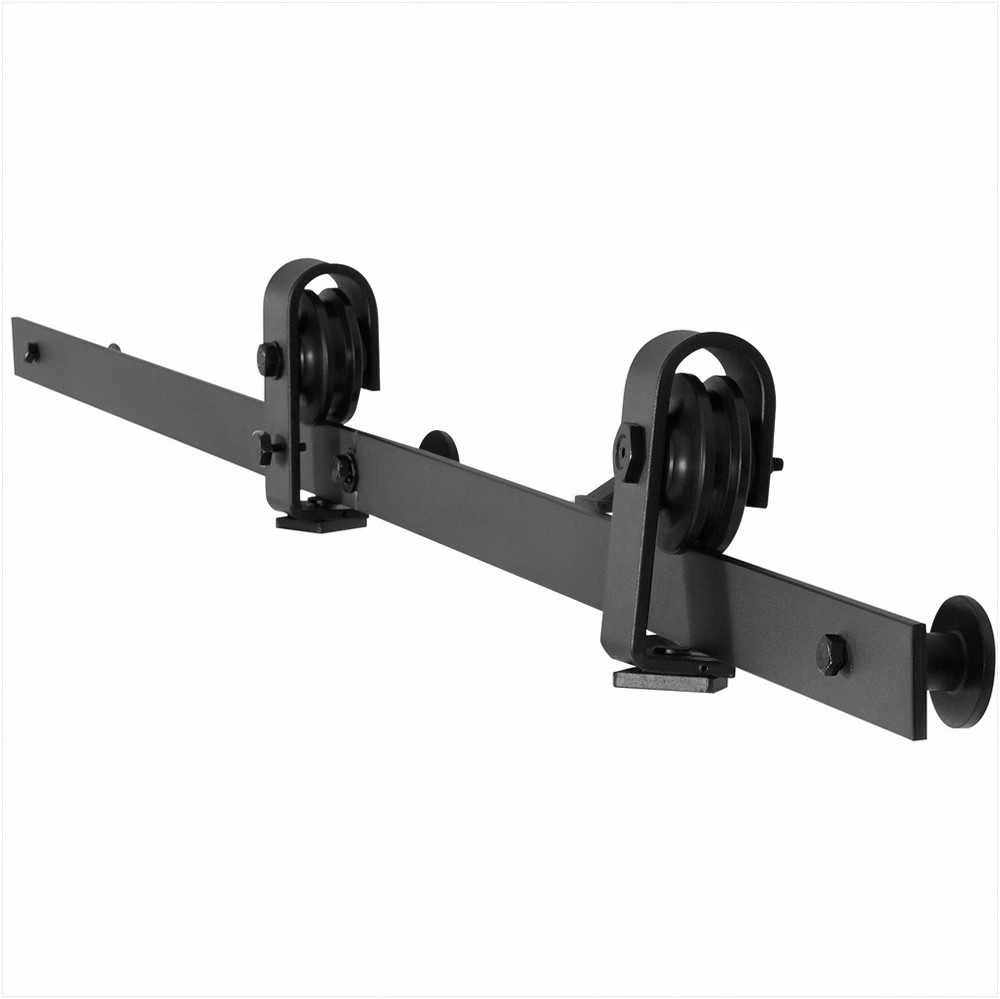 Sulankstomų durų furnitūros komplektas dviem 609.6 mm durims, anglinio plieno konstrukcija, 1320 mm viršutinis bėgis, sklandus stumdymas, spintos ir vidaus durų mechanizmas