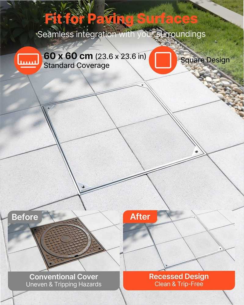 VEVOR Šulinio dangtis su rėmu 600 x 600 mm