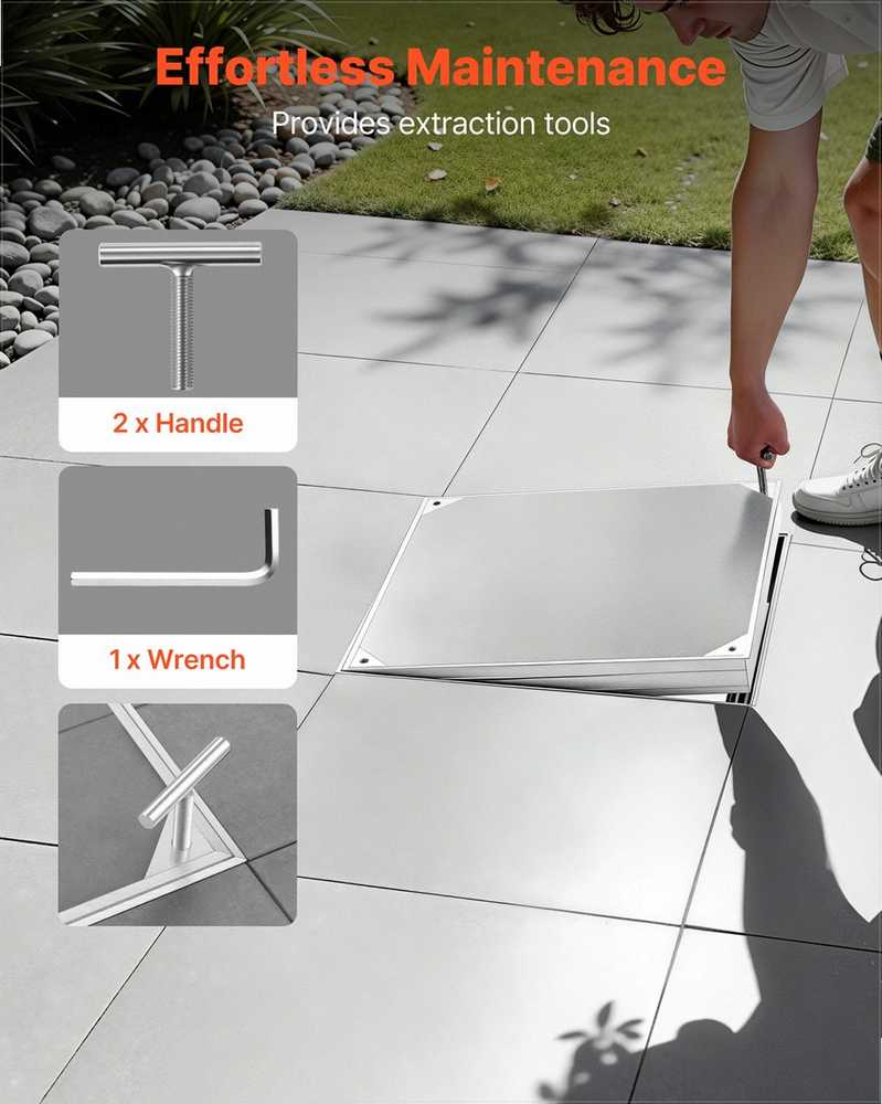 Šulinio dangtis su rėmu, nematomas įleidžiamas septiko prieigos dangtis, aliuminio lydinio įleidžiamas drenažo kanalo apžiūros dangtis, 500 x 500 mm, šaligatviams sodams terasoms, kanalizacijos dangtis